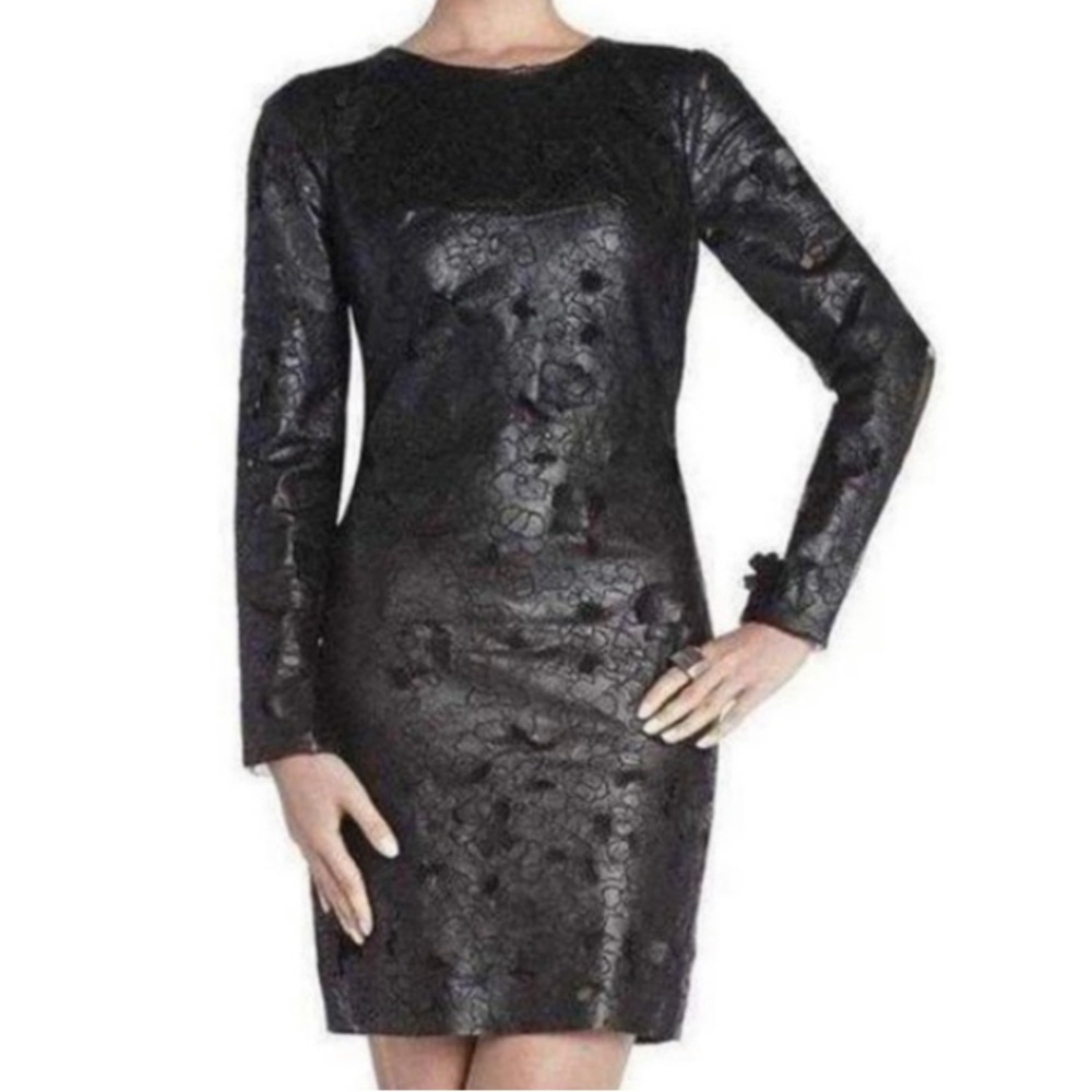 BCBGMaxAzria Black Sequin Sheath Mini Dress